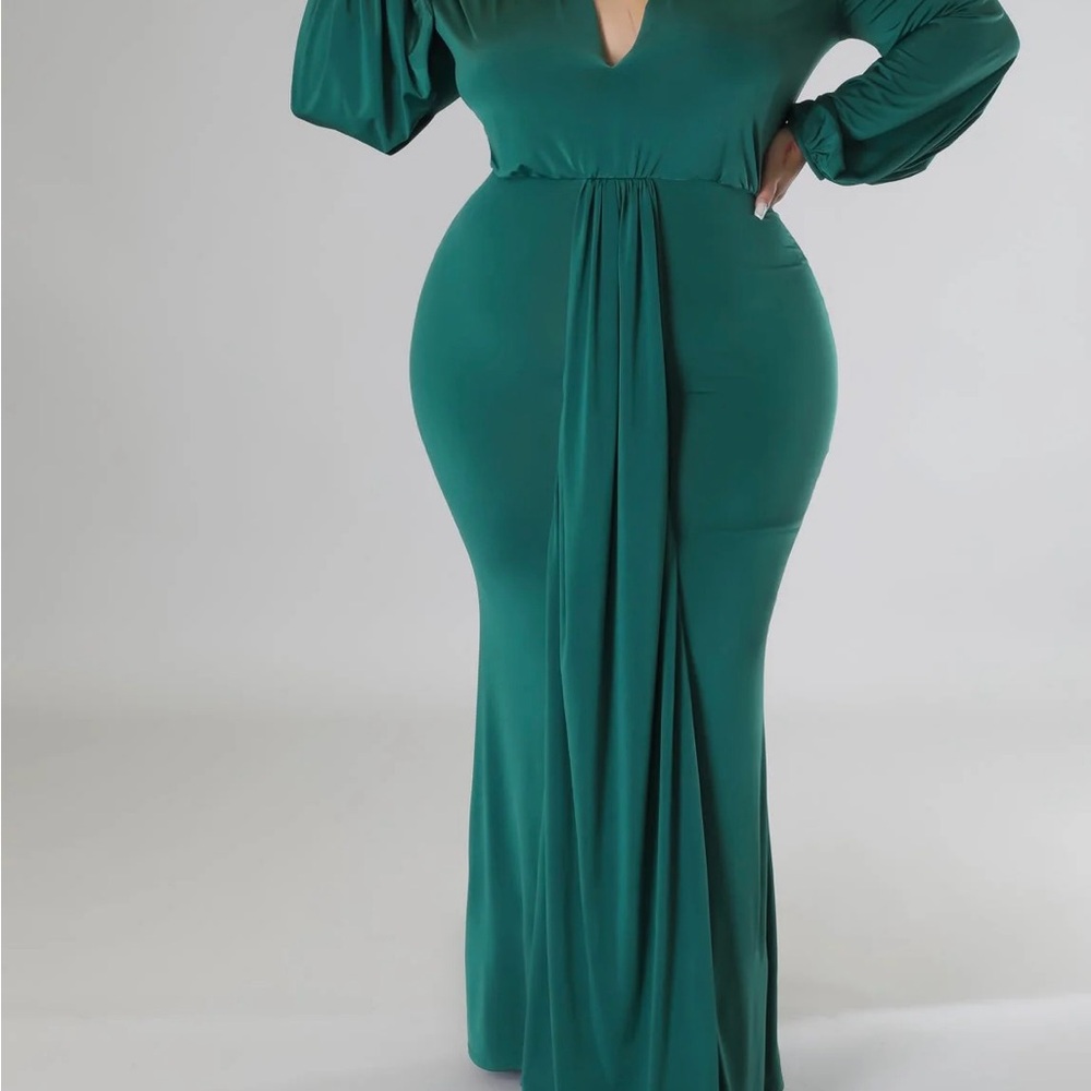 Green Cut Out Tie Front Maxi Dress